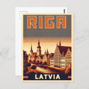 Cartão Postal Riga City, Letónia, presentes de vintagem na cultu