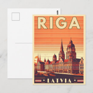 Cartão Postal Riga City, Letónia, presentes de vintagem na cultu