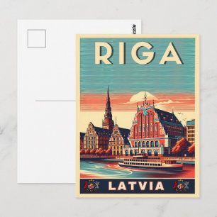 Cartão Postal Riga City, Letónia, presentes de vintagem na cultu