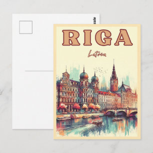 Cartão Postal Riga City, Letónia, presentes de vintagem na cultu