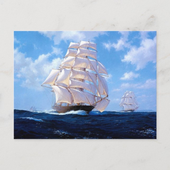 Cartão Postal Riggers quadrados sob a vela completa (Frente)