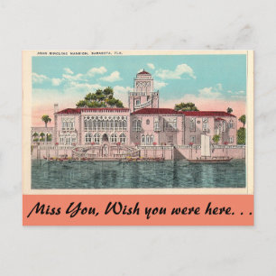 Cartão Postal Ringling Mansion, Sarasota, Flórida
