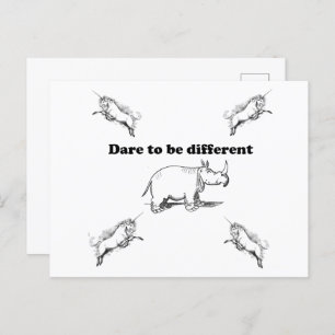 Cartão Postal Rino entre Unicórnios ousa ser desenho diferente