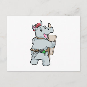 Cartão Postal Rinoceronte Pintando com Cores