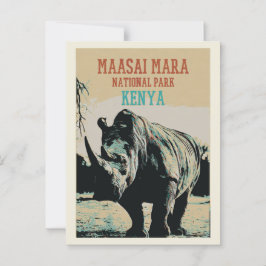 Cartão Postal Rinoceronte, Quênia, Maasai Mara National Park