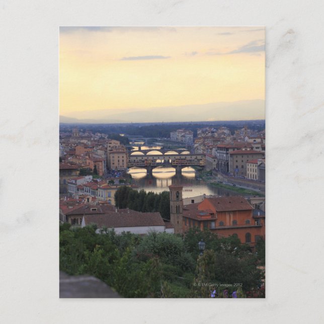Cartão Postal Rio Arno e Ponte Vecchio em Florença, (Frente)