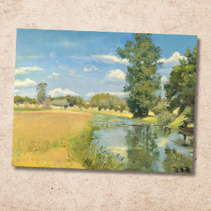 Cartão Postal Rio através de uma paisagem de colheita, Verão