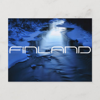 Cartão Postal Rio azul gelado à noite fria de inverno