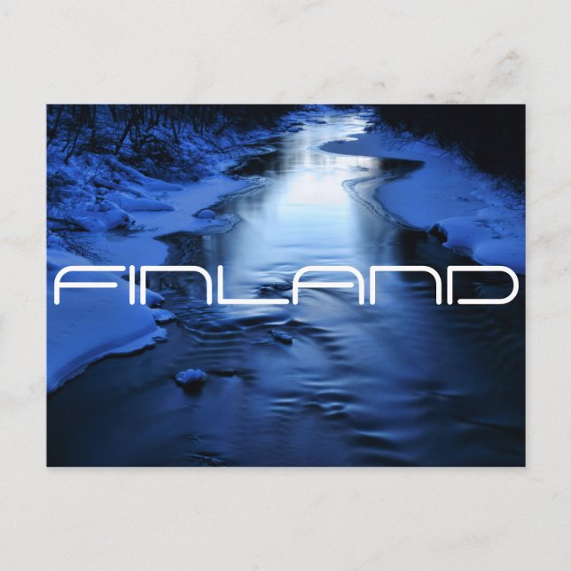 Cartão Postal Rio azul gelado à noite fria de inverno (Frente)