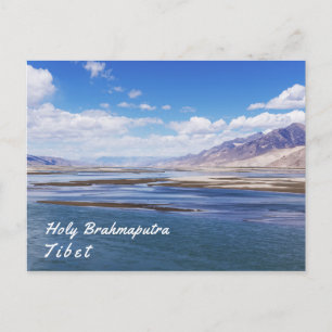 Cartão Postal rio Brahmaputra e paisagem montanhosa - Tibete