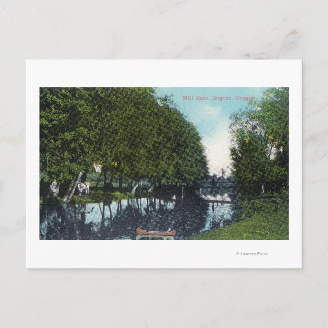 Cartão Postal Rio Cênico com Canoe SceneEugene, OR (Frente)