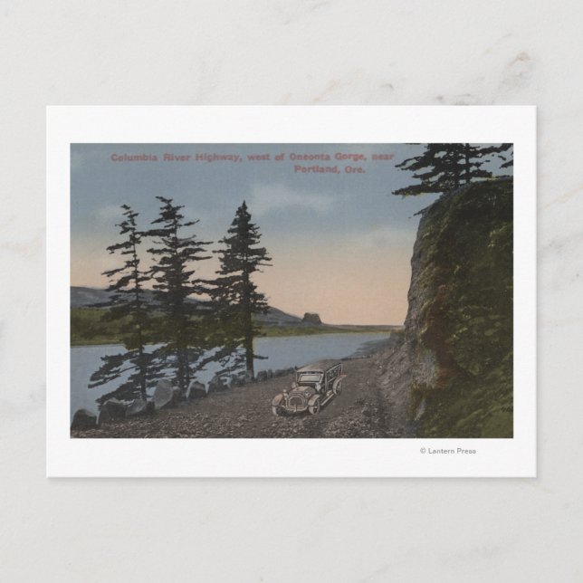 Cartão Postal Rio Columbia, Oregon - Estrada Oeste de Oneonta (Frente)