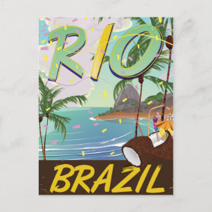 Cartão Postal rio de janeiro Brasil impressão de viagem retrô.