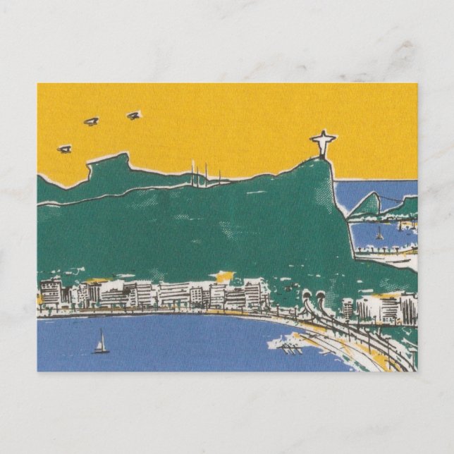 Cartão Postal Rio de Janeiro verde e amarelo Brasil (Frente)