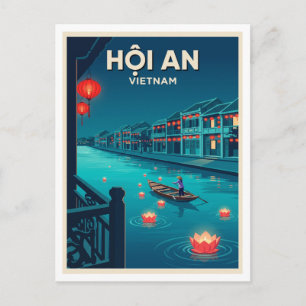Cartão Postal Rio de Lanternas de Hoi An à Noite no Vietnã