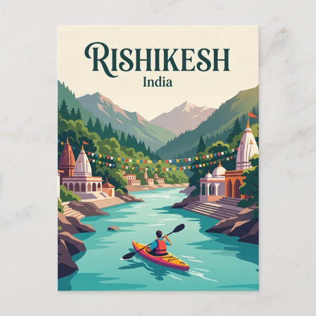 Cartão Postal Rio Ganges Rishikesh Índia (Frente)
