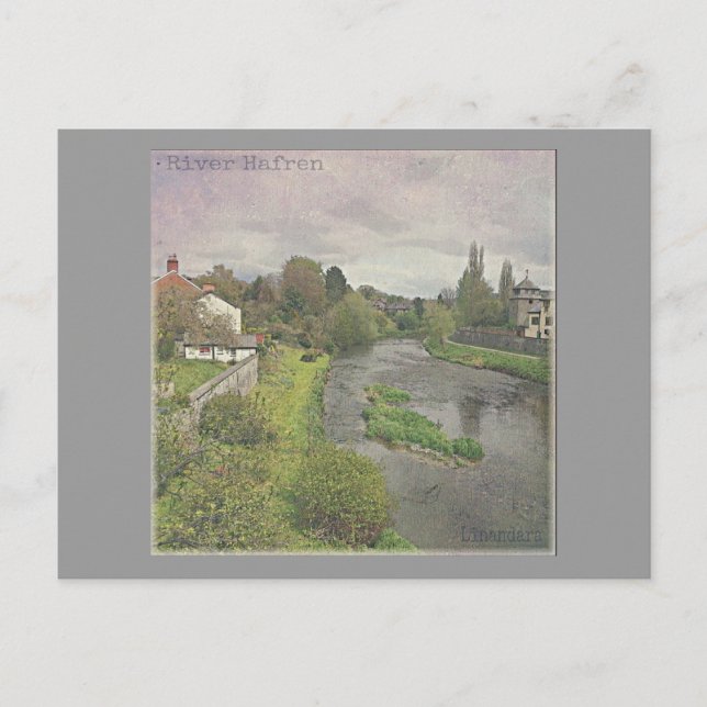 Cartão Postal Rio Hafren em Newtown, Powys (Frente)