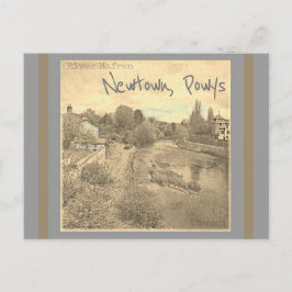 Cartão Postal Rio Hafren Severn em Newtown, Powys Sepia