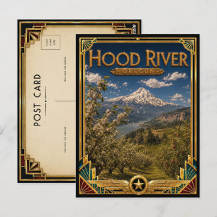 Cartão Postal Rio Hood Oregon Arte Deco Vintage Era de Ouro