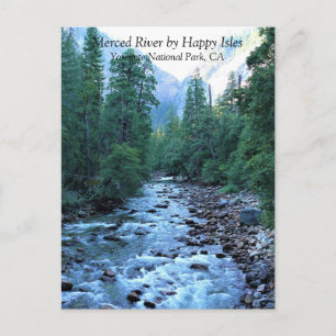 Cartão Postal Rio Mercúrio por Happy Isles, Yosemite, CA Cartão-