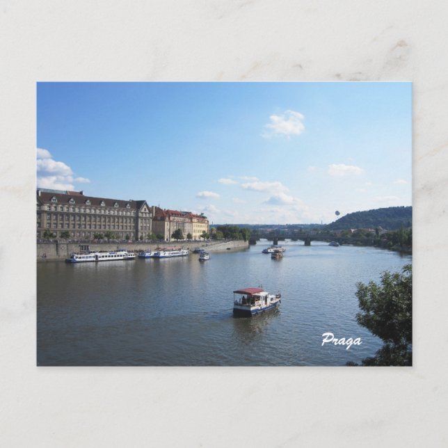 Cartão Postal Rio Moldávia, Praga (Frente)