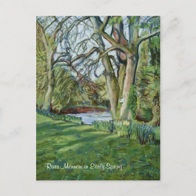 Cartão Postal Rio Monnow em Allt-yr-Ynys em Early Primavera (Frente)