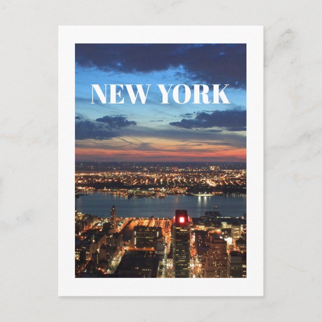 Cartão Postal Rio Nova Iorque Skyline Night Lights (Frente)