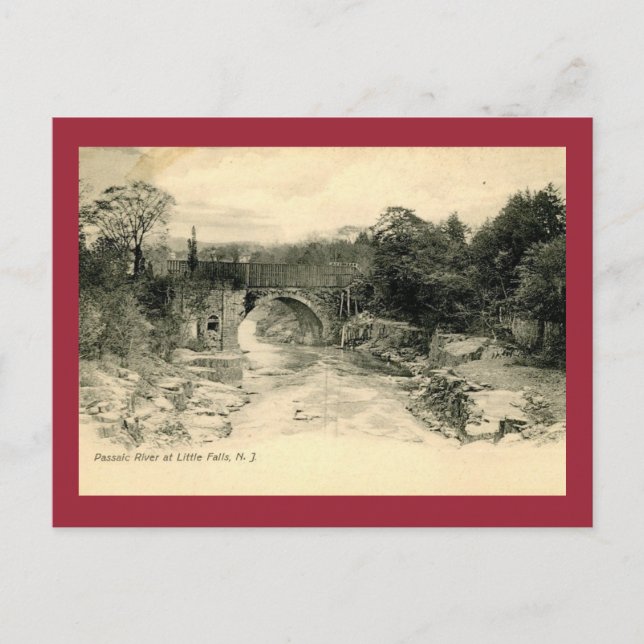 Cartão Postal Rio Passaico, Pequena Cai Vintage NJ (Frente)