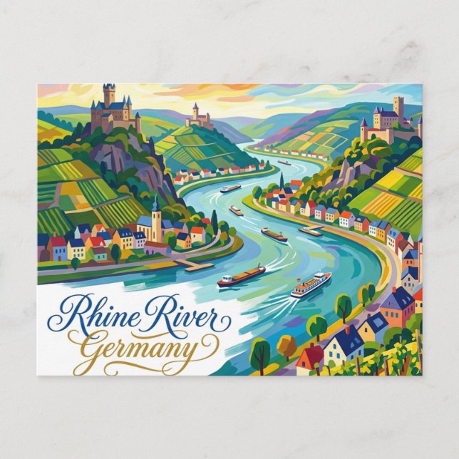 Cartão Postal Rio Reno Alemanha (Frente)