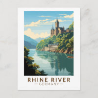 Rio Reno Alemanha Seção Viagem Art Vintage