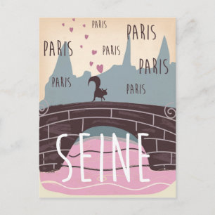 Cartão Postal Rio Sena, Paris, França pôster de viagem vintage