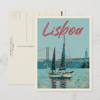 Cartão Postal Rio Tagus Lisboa e ponte Portugal
