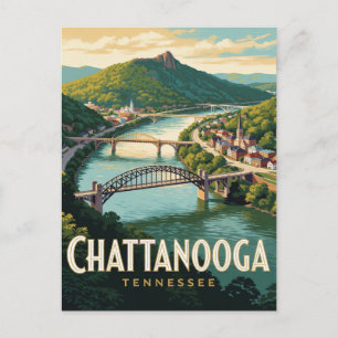 Cartão Postal Rio Tennessee e Lookout Mountain em Chattanooga