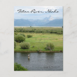 Cartão Postal Rio Teton, Postcard de Pescador de Idaho