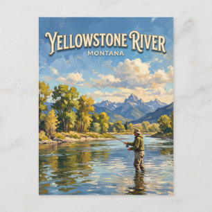 Cartão Postal Rio Yellowstone pesca com isca artificial Livingst