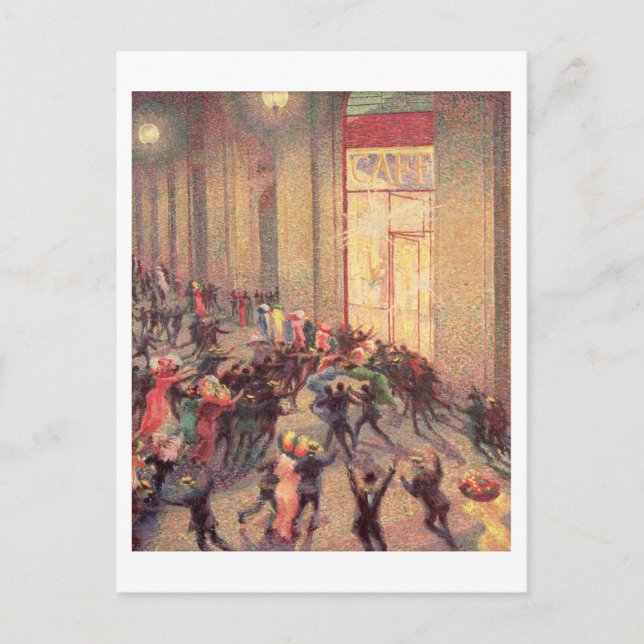 Cartão Postal Riot in the Galleria, 1909 (óleo na canvas) (Frente)