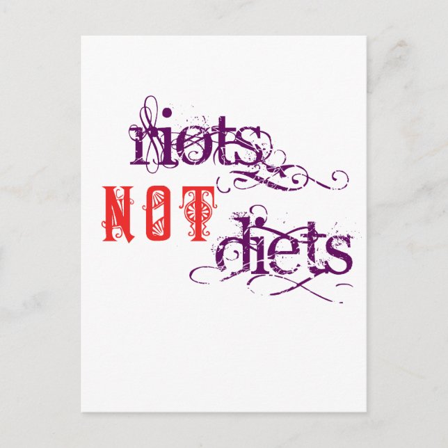 Cartão Postal Riots Not Diets (Purple e Red) (Frente)