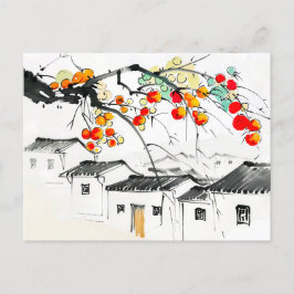 Cartão Postal Ripe Apple em uma Vila Chinesa de Montanha