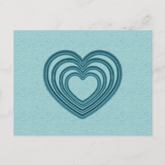 Cartão Postal Ripple do Coração Teal (Frente)