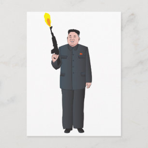 Cartão Postal Rir de Kim Jong-un disparando uma arma no ar