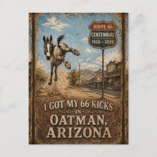 Cartão Postal Risas à beira da estrada da Rota 66 Oatman Burro