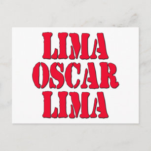 Cartão Postal Riso de LOL Lima Oscar Lima para fora ruidosamente