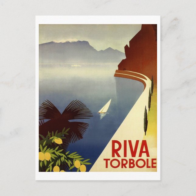 Cartão Postal Riva Torbole, Lago Garda, Itália, Riviera italiana (Frente)
