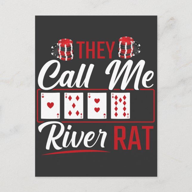 Cartão Postal River Rat Funny Poker Player Texas Holdem Lucker (Frente)