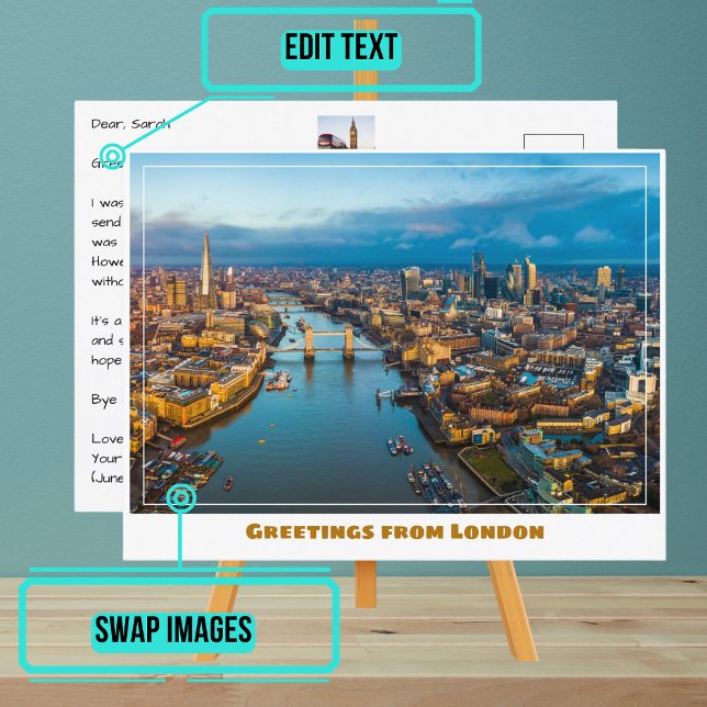 Cartão Postal River Thames and Skyline View of London England (Share your experiences with these stylish template postcards.)