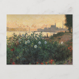 Cartão Postal Riverbank Flor, Argenteuil - Claude Monet - c1