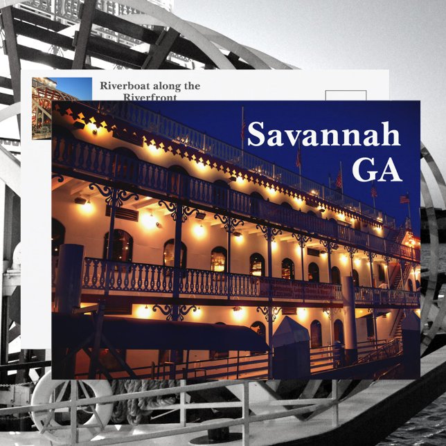 Cartão Postal Riverboat Riverfront Savannah Georgia Fotografia (Criador carregado)