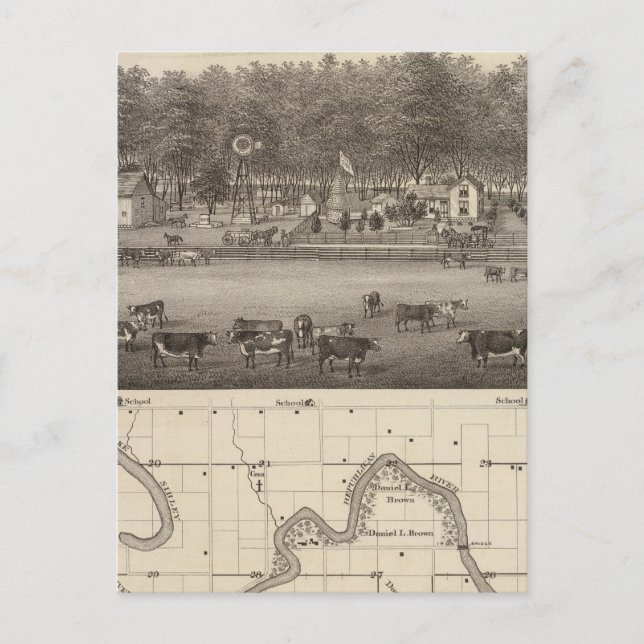 Cartão Postal Riverside Stock Fazenda, NE de Concordia, Kansas (Frente)