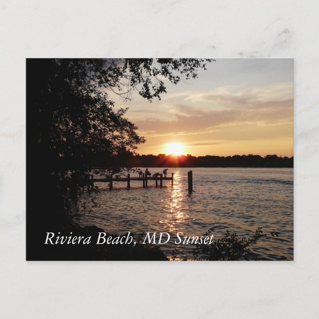 Cartão Postal Riviera Beach, MD Sunset - POSTCARD (Frente)