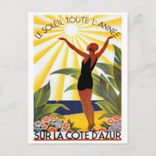 Cartão Postal Riviera Francesa antiga, França -